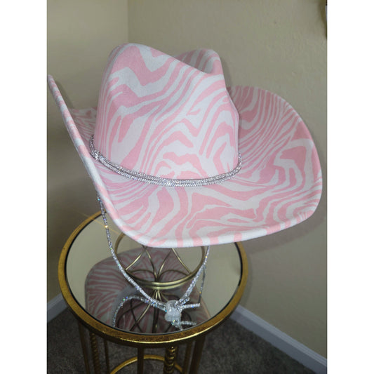 Desperado Zebra Stripe Bling Hat Icy Pink